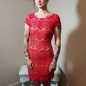 Sexy Bebe Fuchsia Lace Shift Dress Size XS